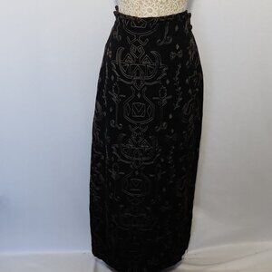 Chico's Design Women's Size 2/L Black Tribal Print Lined Adjustable Wrap Skirt
